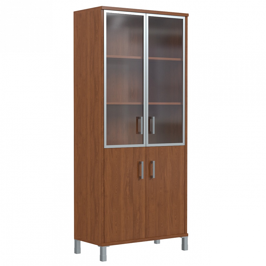 ШКАФ ШИРОКИЙ С ГЛУХОЙ И СТЕКЛЯННОЙ В АЛ.РАМЕ ДВЕРЬМИ В 430.4 (900X450X2054)