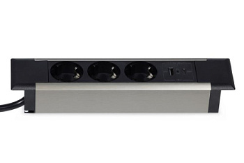 Блок розеток встраиваемый в стол (3 розетки, USB-A, USB-C) G4103T-2AC Серебро+Черный